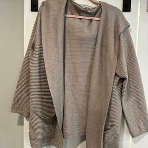 Plus Size  2X, Beige, Ribbed Cardigan With a Hood!!